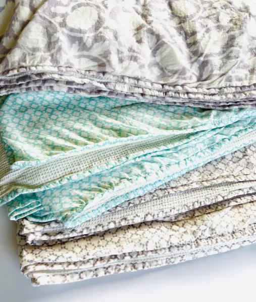 Block Printed Towel Blue Floral